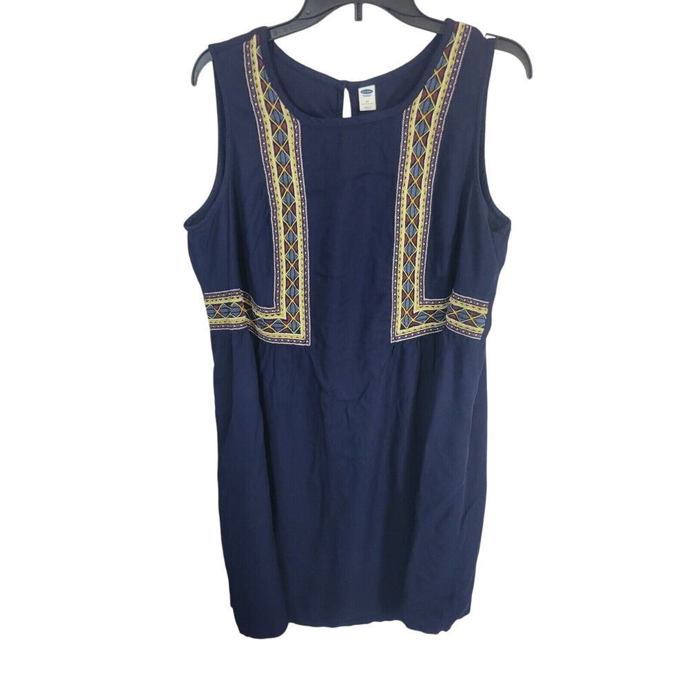 Old Navy‎ Blue Embroidered 100% Rayon Sleeveless Dress Women's Plus Size 2X